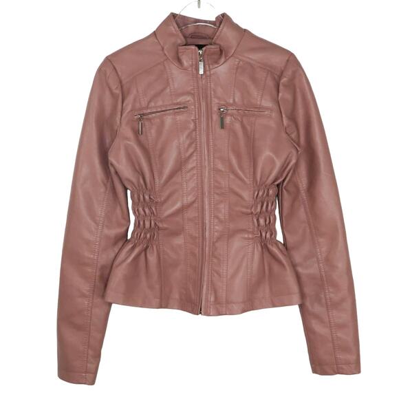 Urban Outfitters New Look Y2k Pink Leather Jacket Small - Picture 5 of 9